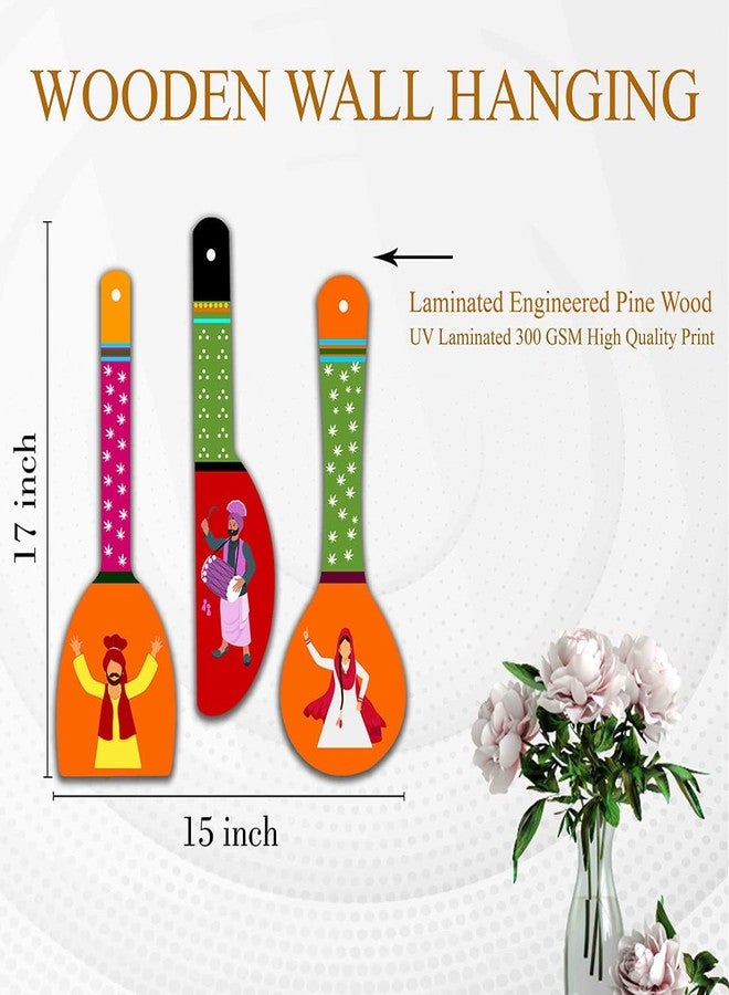 SAF paintings Punjabi Culture Wooden Wall Hanger Spoons for Home | Office | Living Room | Gift | Modern Decoration Items | Kitchen Wall Decor | Home Decor Hanging Items WHC-S08 - Image 4