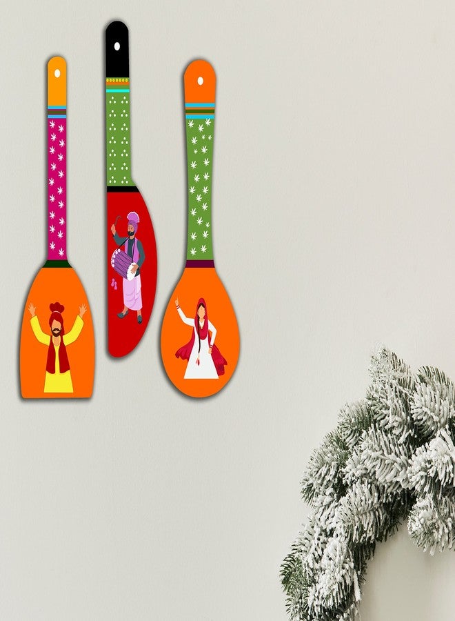 SAF paintings Punjabi Culture Wooden Wall Hanger Spoons for Home | Office | Living Room | Gift | Modern Decoration Items | Kitchen Wall Decor | Home Decor Hanging Items WHC-S08 - Image 3
