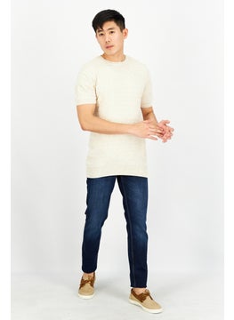 Tailored Recreation Men Crew Neck Short Sleeve Textured T-Shirt, Beige  - Image 2