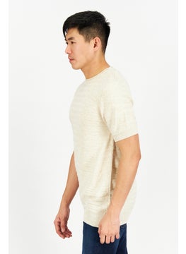Tailored Recreation Men Crew Neck Short Sleeve Textured T-Shirt, Beige  - Image 4