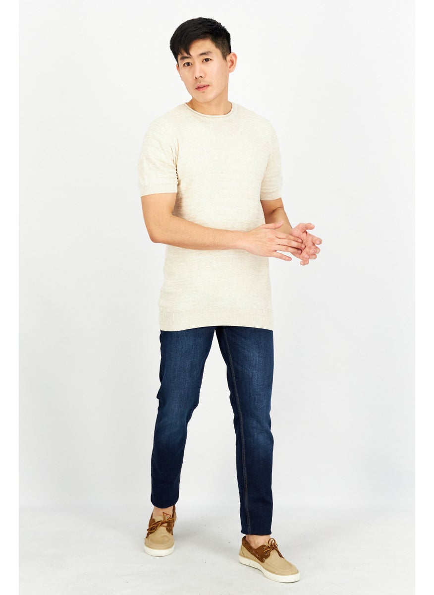 Men Crew Neck Short Sleeve Textured T-Shirt, Beige - pzsku/Z9B4A38335B296DDE292CZ/45/_/1737642345/7ff6c18b-ccaf-4606-862a-fabd9a9a33ab