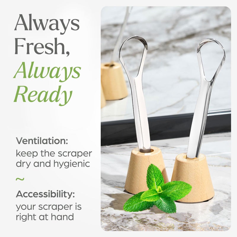 VIVAGO Tongue Scraper for Adults with Holder (2 Pack) - Metal Tongue Scraper for Tongue Cleaning and Reducing Bad Breath - Stainless Steel Tongue Scraper for Adults, Tongue Cleaner for Adults - Image 5