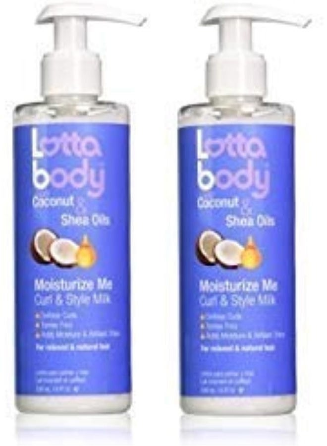 Lottabody لوتا بودي زيت جوز الهند وزبدة الشيا مرطب لي، حليب تجعيد وتصفيف، 8 أونصات (عبوتان) - Image 1