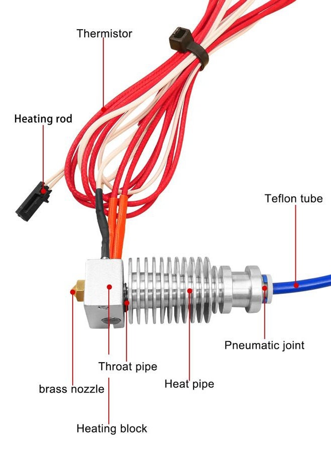 AUGREX 24V 40W 3D Printer hotend MK3S J Head extruder kit Fit for Prusa i3 MK3/MK3S/MK3S and Other E3 V6 Remote Printhead Printer, with Silicon Cover and 0.4mm Nozzle for 1.75mm Direct Filament - Image 3
