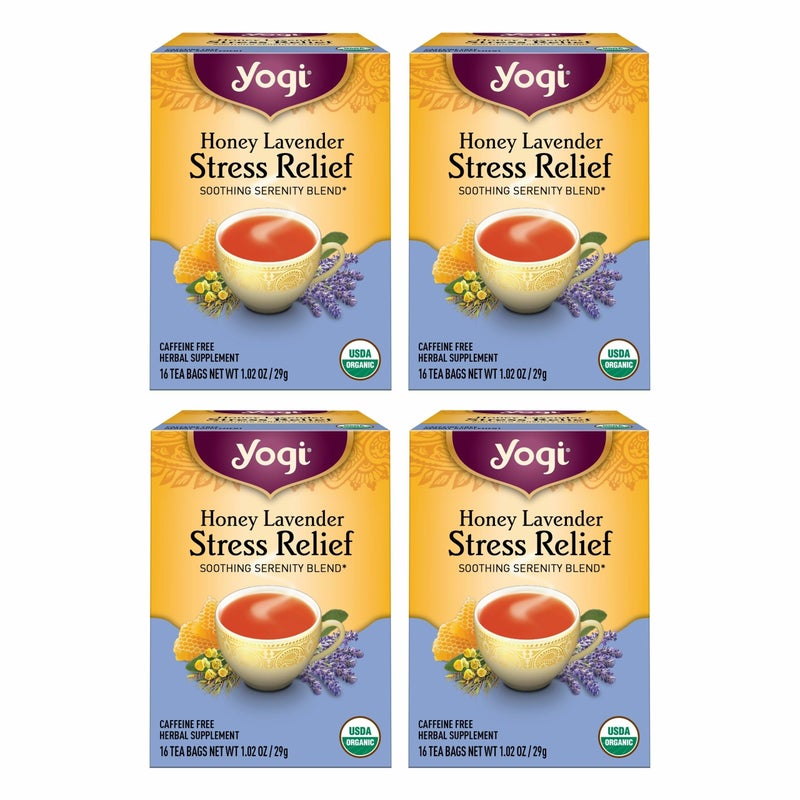 Yogi Tea Honey Lavender Stress Relief  16 Bags per Pack 4 Packs  Organic Chamomile Lavender Tea  Includes Lemon Balm Lemongrass Spearmint Leaf Peppermint Leaf Honey Flavor  More - Image 3