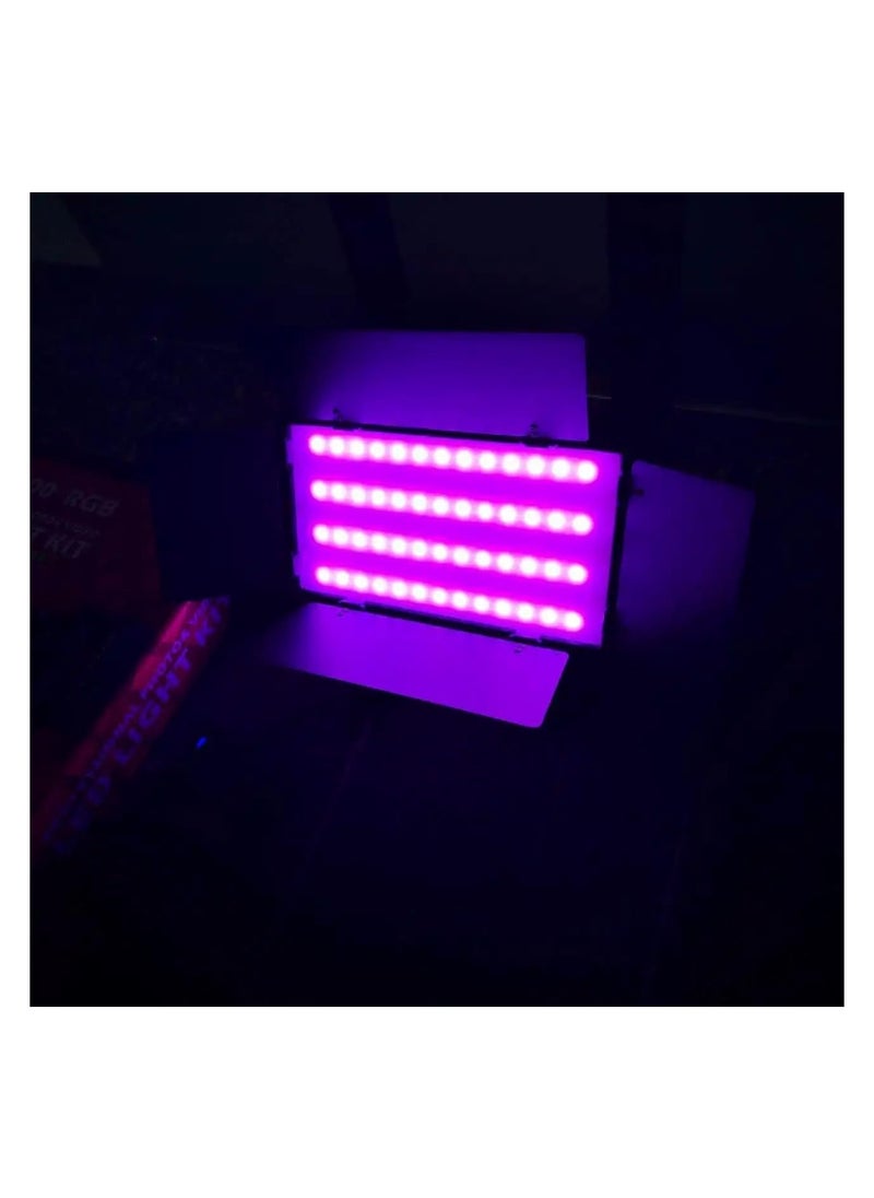 Generic - LED 600 RGB Studio Lighting with 40W Power, Multi-color, Battery & AC Operated, Includes 2m Stand & Remote Control - Image 1