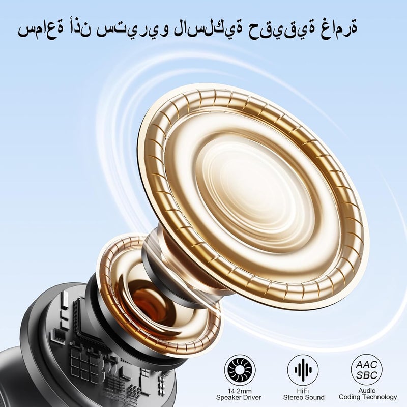 موتوست سماعات أذن لاسلكية، سماعات رأس بلوتوث 5.3 2025 مع ميكروفون ENC لإلغاء الضوضاء، سماعات أذن لاسلكية هاي فاي ستيريو بجهير عميق، 40 ساعة تشغيل، شاشة LED، سماعات أذن مقاومة للماء IP7 USB-C - Image 5