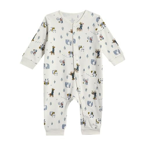 Mothercare Unisex Cozy Animals Printed Full Sleeve All-In-One - White/Navy - Image 1