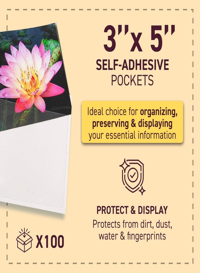 Tarifold DJOIS® by Tarifold - Self Adhesive Pockets - Standard Photo Size - Durable Polypropylene - 3" x 5" - Transparent - 100/BX (21150) - Image 2