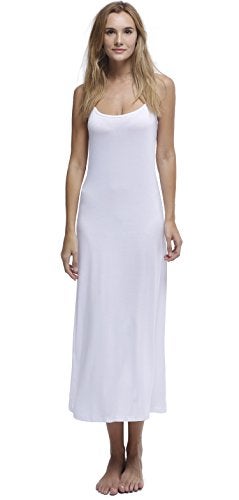 Papicutew Women's Modal Long Full Cami Slip Dress Sleeveless Nightgowns (White, XL) - Image 2