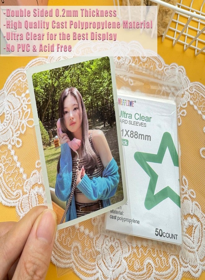 Neffliwe 100 Pcs Photocard Sleeves 61x88mm Clear Polypropylene Photo Card Protector for Albums Photocards, No PVC and Acid Free (50Pcs x2 Pack) - Image 3