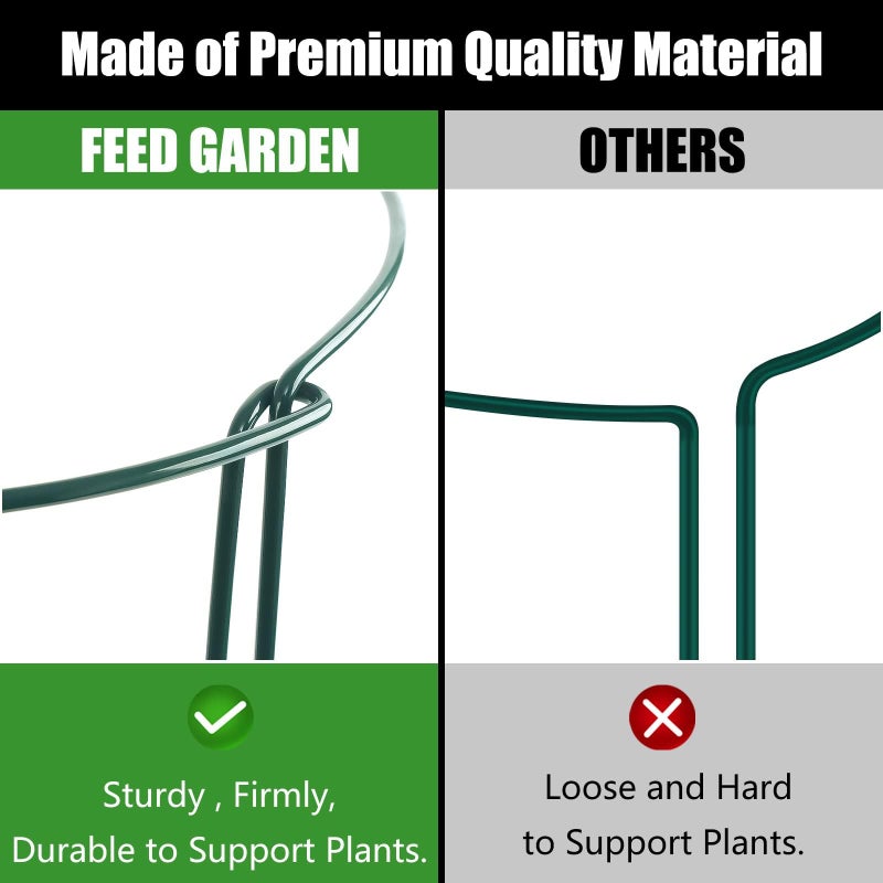 FEED GARDEN 6 Pack Plant Support Stakes, Peony Cages and Supports, Metal Garden Plant Stake(10" Wide x 16" High) Green Half Round Plant Support Rings for Outdoor Indoor Plants, Tomato, Hydrangea - Image 5