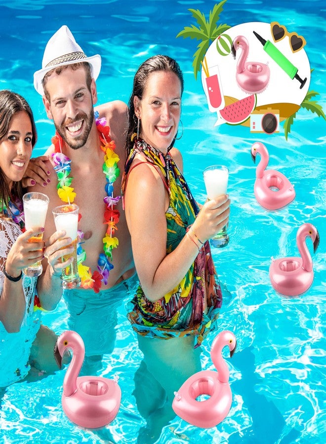 Sonarun 36 Pack Inflatable Flamingo Drink Holder Rose Gold Blow Up Flamingo Drink Floats Hot Tub Drinking Cup Coasters for Summer Swim Pool Party - Image 4