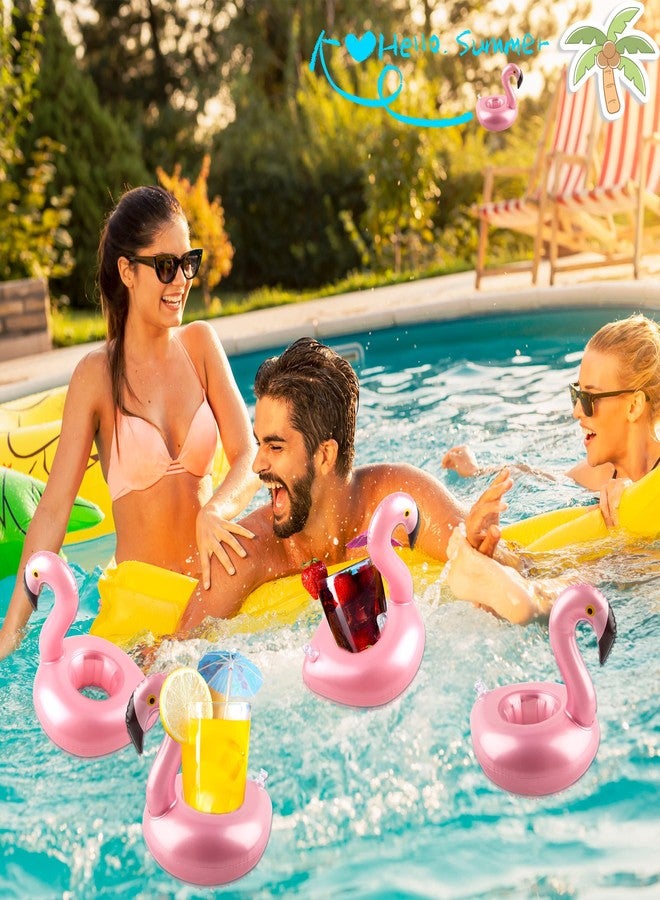 Sonarun 36 Pack Inflatable Flamingo Drink Holder Rose Gold Blow Up Flamingo Drink Floats Hot Tub Drinking Cup Coasters for Summer Swim Pool Party - Image 5