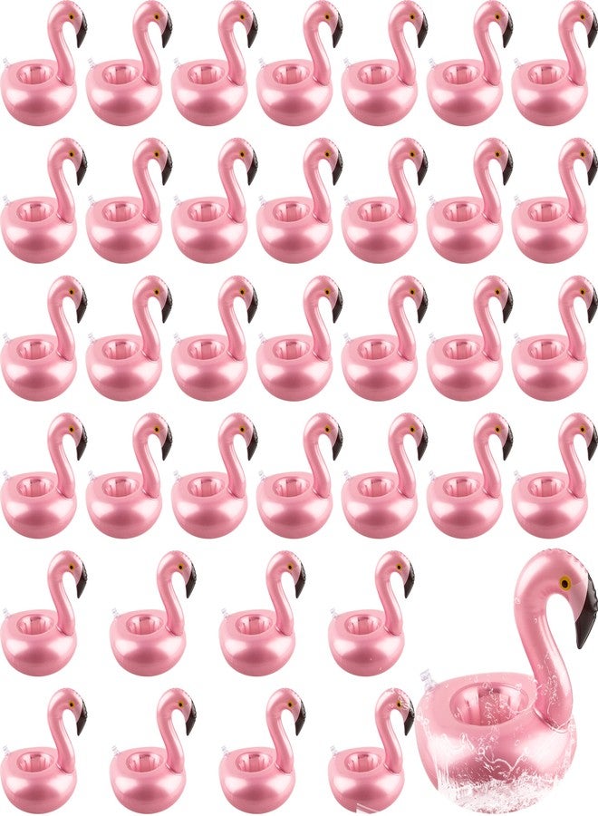 Sonarun 36 Pack Inflatable Flamingo Drink Holder Rose Gold Blow Up Flamingo Drink Floats Hot Tub Drinking Cup Coasters for Summer Swim Pool Party - Image 1