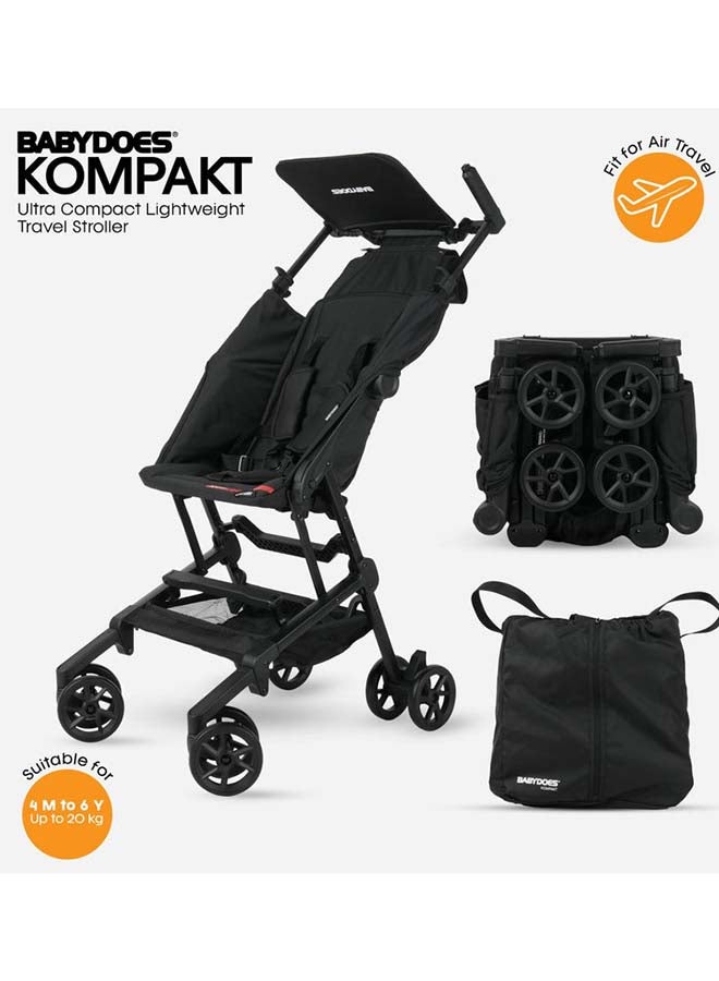 BABYDOES Kompakt- Ultra Compact Travel Stroller, Quick Fold with Folding Lock, Air Travel Friendly, For 6 M to 4 Y– Black - Image 1