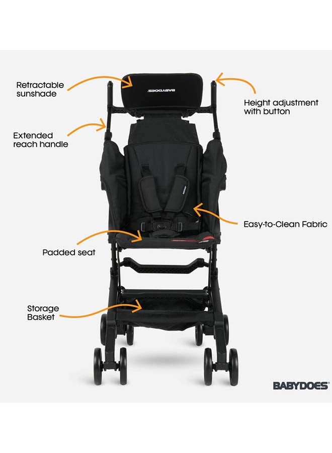 BABYDOES Kompakt- Ultra Compact Travel Stroller, Quick Fold with Folding Lock, Air Travel Friendly, For 6 M to 4 Y– Black - Image 3