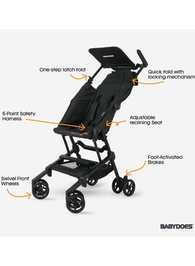 BABYDOES Kompakt- Ultra Compact Travel Stroller, Quick Fold with Folding Lock, Air Travel Friendly, For 6 M to 4 Y– Black - Image 2