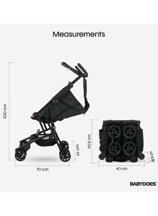 BABYDOES Kompakt- Ultra Compact Travel Stroller, Quick Fold with Folding Lock, Air Travel Friendly, For 6 M to 4 Y– Black - Image 5
