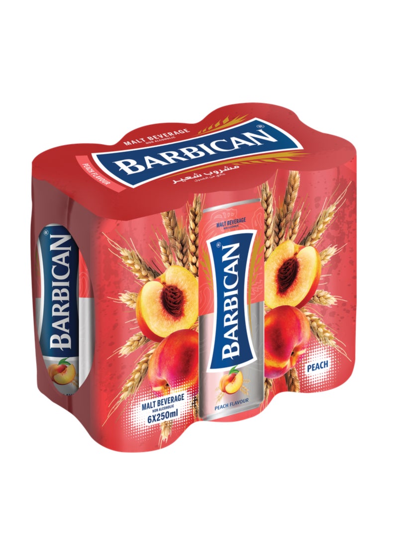 Barbican Peach Flavoured Non Alcoholic Drink 6 x 250ml - Image 1