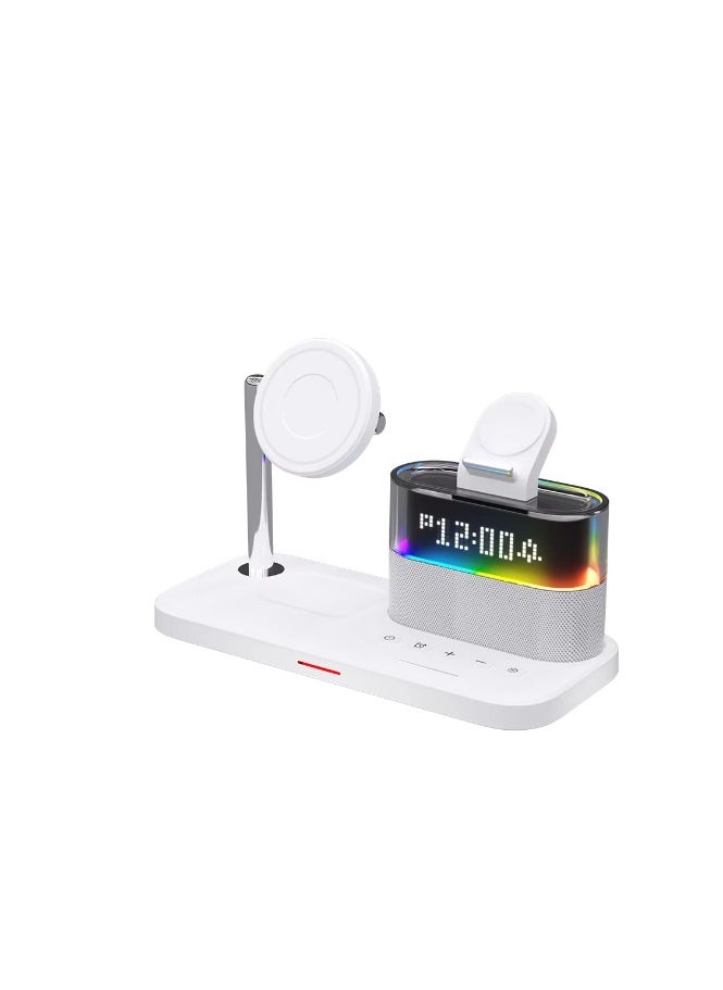 oem - 5-in-1 Charging Station Dock with Touch Colorful RGB Light, Wireless Charger, Alarm Clock, and Multi-device Compatibility for iPhone (Black) - Image 1
