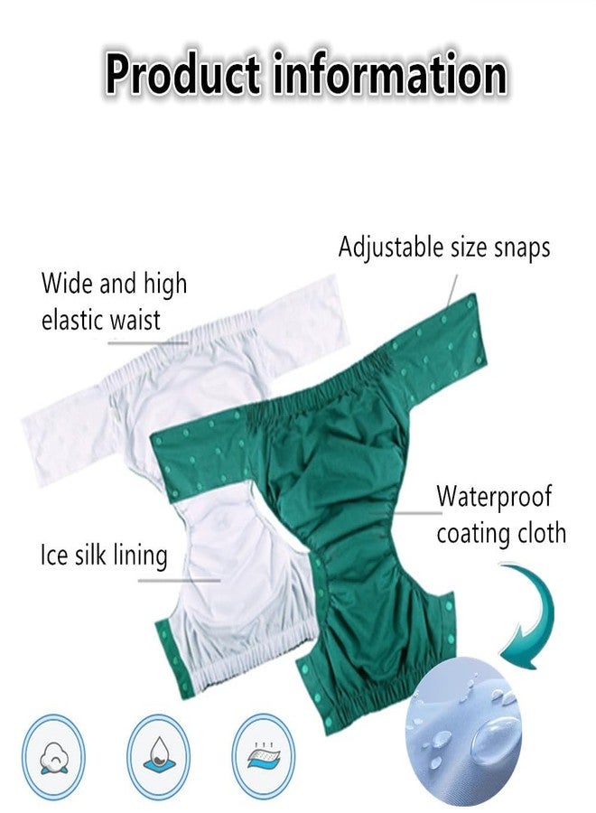 LAROTSUBA Unisex Reusable Adult Waterproof Cloth Diapers,Adjustable Incontinence Pocket Diaper with Snaps,Incontinence Underwear,Anti-Side Leakage Diaper Pants(Green,XXL) - Image 3