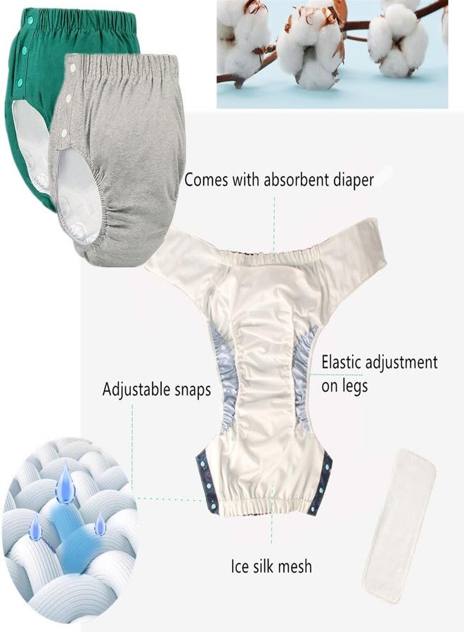 LAROTSUBA Unisex Reusable Adult Waterproof Cloth Diapers,Adjustable Incontinence Pocket Diaper with Snaps,Incontinence Underwear,Anti-Side Leakage Diaper Pants(Green,XXL) - Image 5