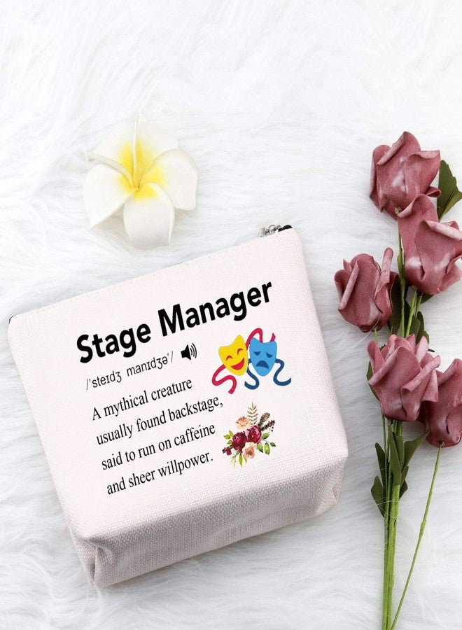 PXTIDY Stage Manager Definition Cosmetic Bag Funny Stage Crew Backstage Zipper Pouch Drama Mask Gift Stage Manager Gift (beige) - Image 3
