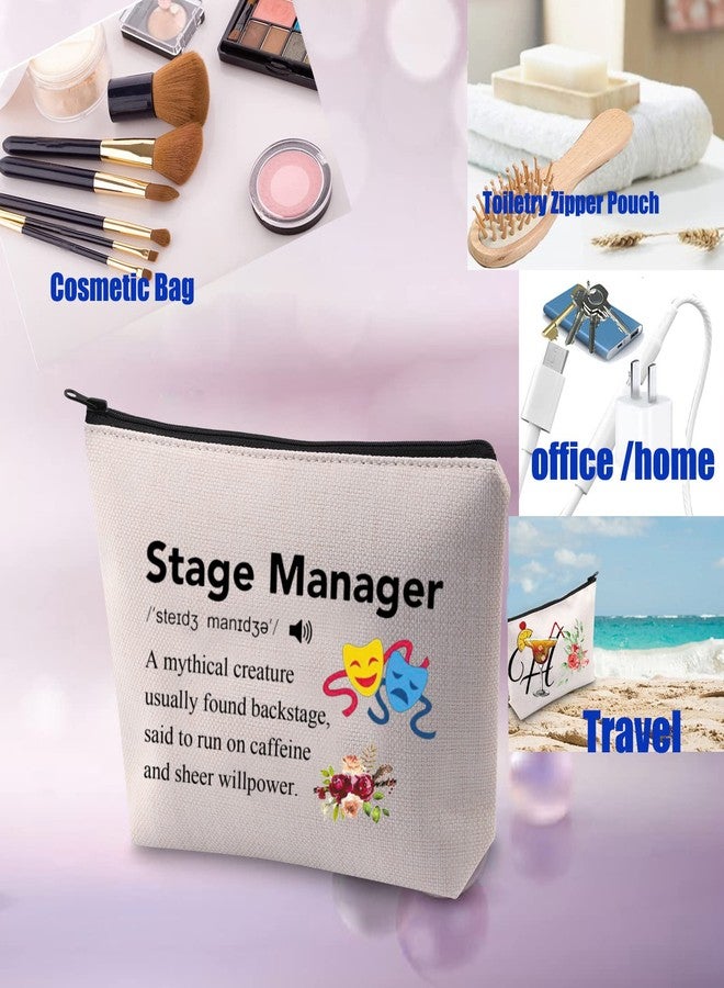 PXTIDY Stage Manager Definition Cosmetic Bag Funny Stage Crew Backstage Zipper Pouch Drama Mask Gift Stage Manager Gift (beige) - Image 5