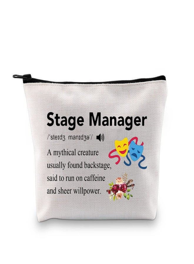 PXTIDY Stage Manager Definition Cosmetic Bag Funny Stage Crew Backstage Zipper Pouch Drama Mask Gift Stage Manager Gift (beige) - Image 1