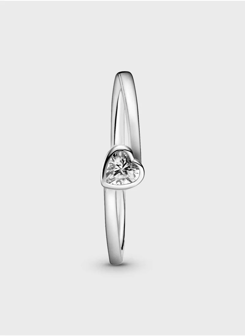 PANDORA Clear Tilted Heart Solitaire Ring