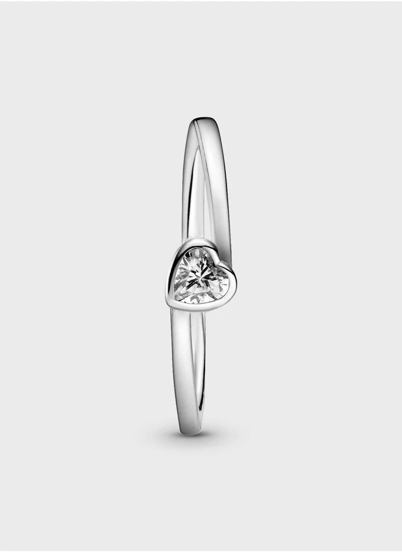 Pandora  Clear Tilted Heart Solitaire Ring for Women | Best Price UAE