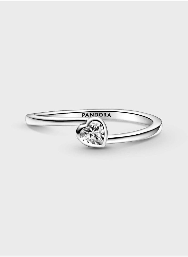 PANDORA Clear Tilted Heart Solitaire Ring - Image 2