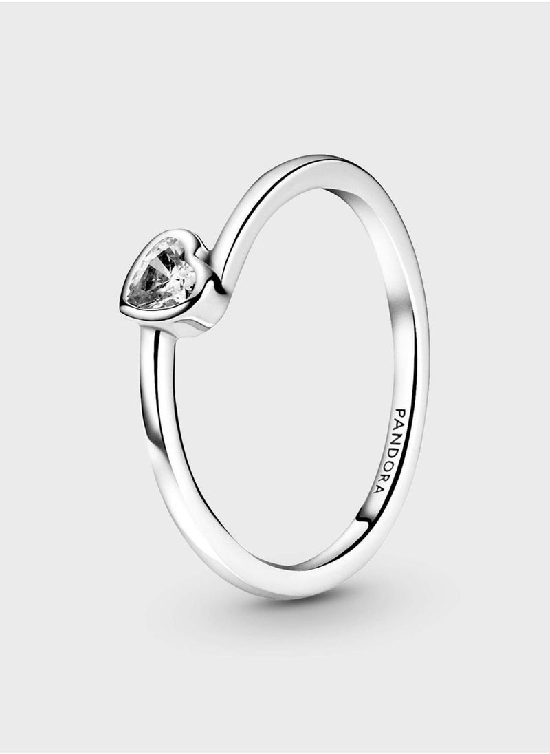 PANDORA Clear Tilted Heart Solitaire Ring - Image 1