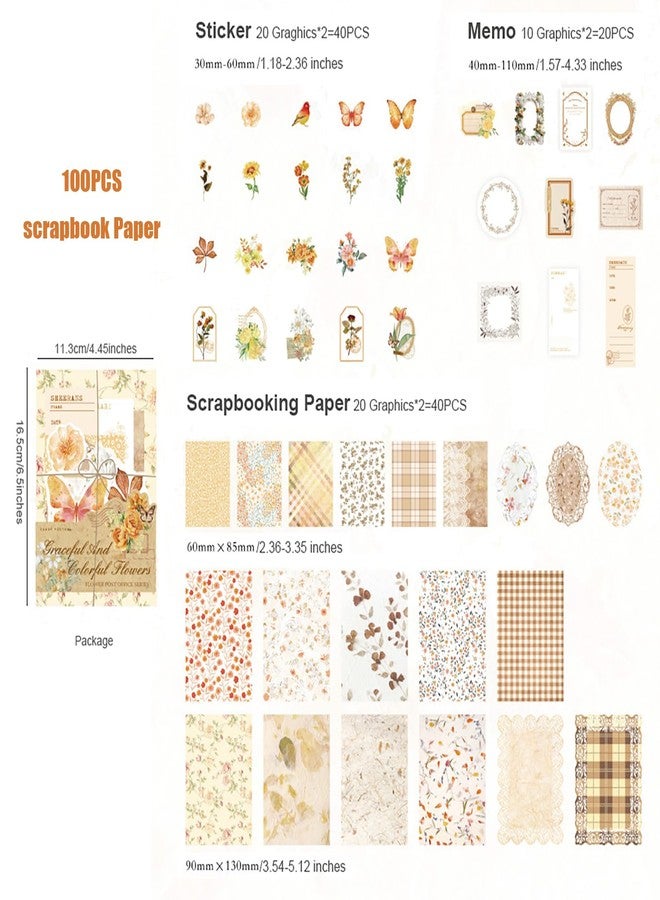 Doraking 100 Pieces Flower Sticker Material Scrapbook Pack - Image 2