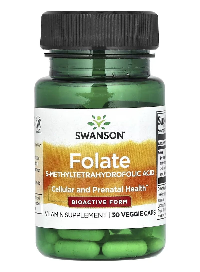 سوانسون، حمض الفوليك، 30 كبسولة نباتية