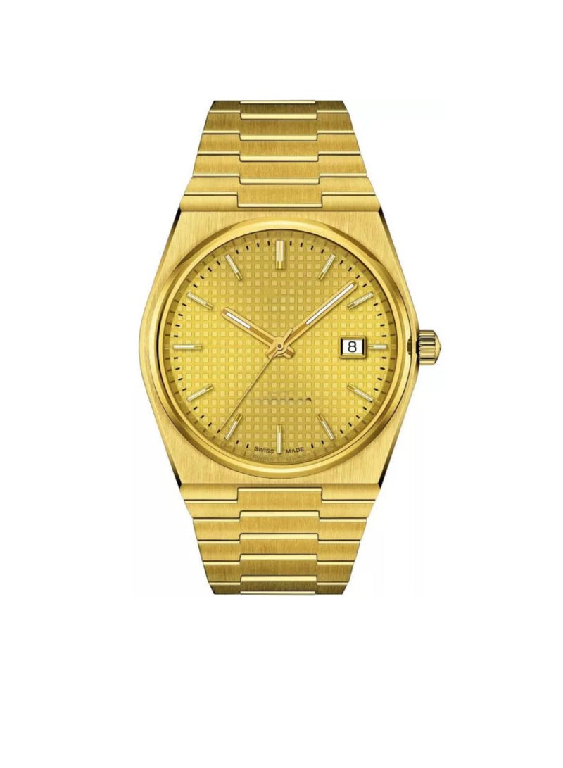 Premium Men’s Stainless Steel Dress Watch – Integrated Bracelet, Textured Dial, Date Display, Luxury Gift Box Included 
