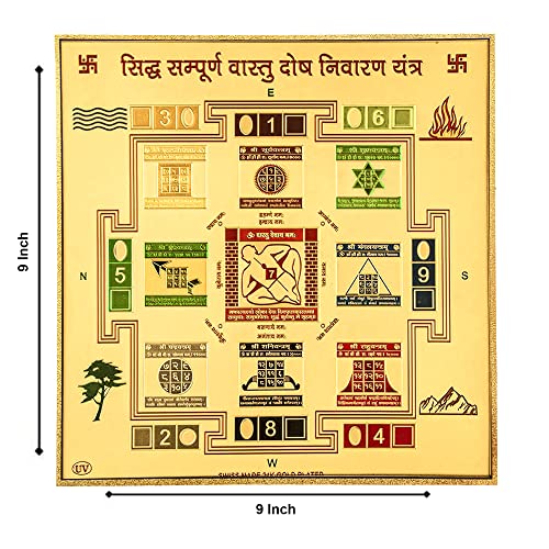 Hawai Acrylic Sheet Printed Gold Plated Siddha Sampoorna Vastu Dosh Nivaran Yantra, Size 23 x 23 cm | Powerful Vastu Yantra for Home Office Shop & Pooja Room | Wall Hanging Religious Decor | SFDI34 - Image 2