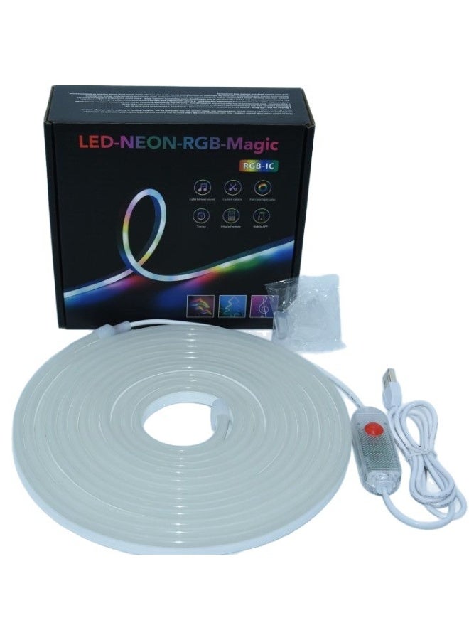 JAYATO 3-meter-long, colorful flexible light strip, intelligent APP neon light, with IC water-flow lights and running horse pattern music-sound-controlled synchronized light strip - Image 5