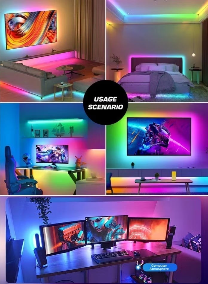 JAYATO 3-meter-long, colorful flexible light strip, intelligent APP neon light, with IC water-flow lights and running horse pattern music-sound-controlled synchronized light strip - Image 4