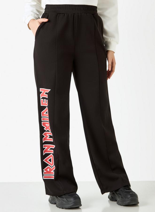 SP Characters Typographic Print Pants with Elasticated Waistband and Pockets - Image 1