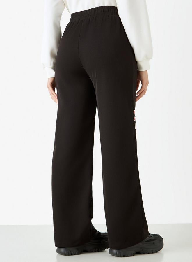 SP Characters Typographic Print Pants with Elasticated Waistband and Pockets - Image 3