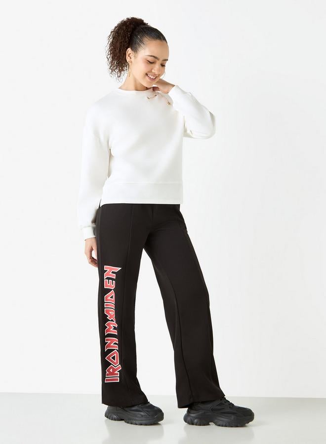 SP Characters Typographic Print Pants with Elasticated Waistband and Pockets - Image 2