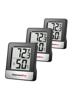 ThermoPro ThermoPro TP49 3 Pieces Digital Hygrometer Indoor Thermometer Humidity Meter Mini Hygrometer Thermometer with Temperature and Humidity Monitor Room Thermometer, Black  - Image 1