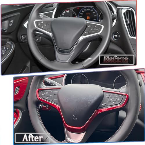 MUXEE Steering Wheel Buttons Frame Stickers Cover Trim for Chevrolet Malibu 2016 2017 2018 2019 2020 2021 2022 2023 2024 ABS Wine red Sport Interior Accessories - Image 3