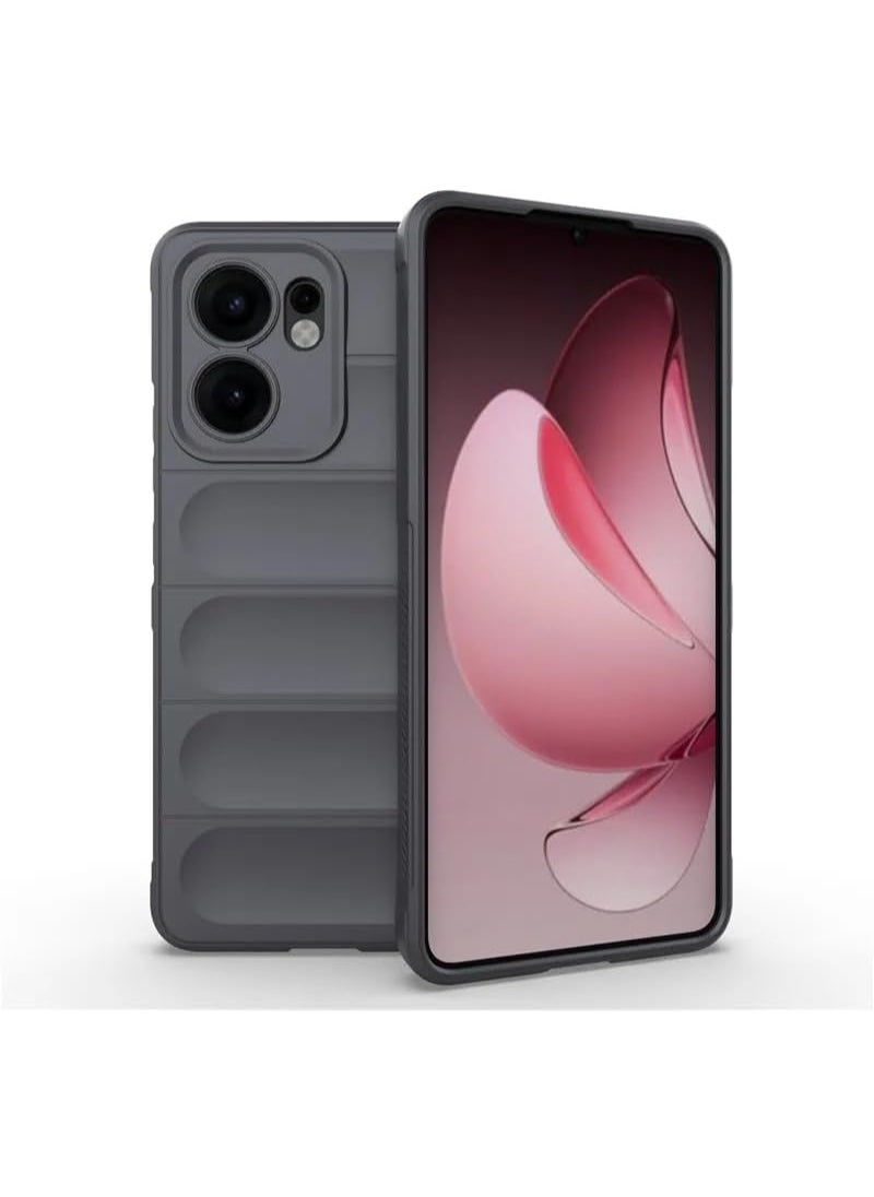 Generic Premium Protection Back Silicone Case Compatible with Oppo Reno 13 5G Magic Shield Shockproof Case with Camera Protection (Dark Grey) 