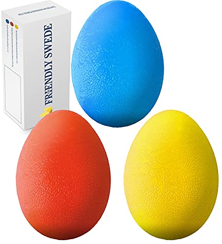 The Friendly Swede Stress Balls for Adults — 3 Squeeze Balls for Hand Therapy, Stress Relief & Hand Strength; Exercise for Grip Strength with 3 Resistance Levels; Egg-Shaped & Skin-Safe - Image 1