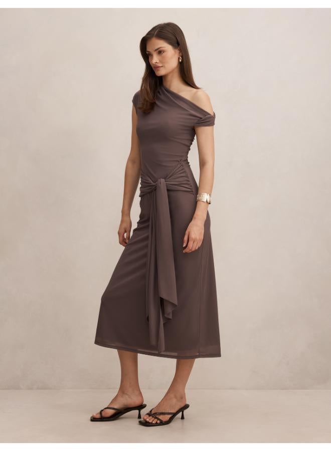 forever new Piper Draped Tie Mesh Midi Dress - Image 3