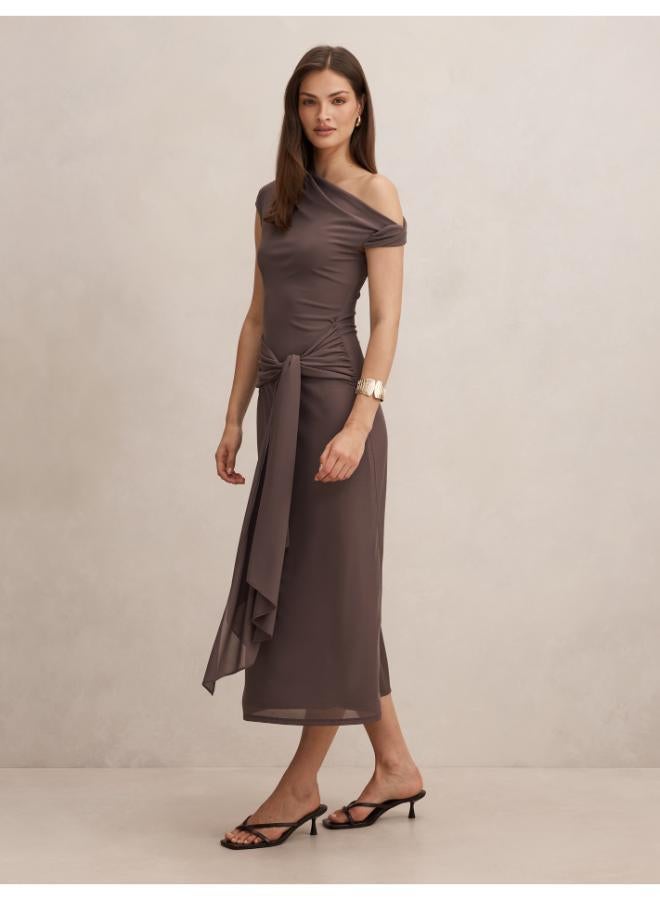 forever new Piper Draped Tie Mesh Midi Dress - Image 5