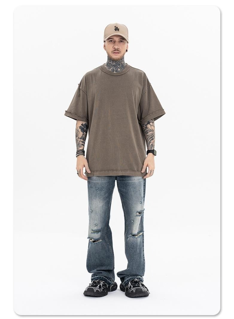Cotton T Shirts for Men Loose fit Short Sleeve Shirts Crewneck Tshirt Men Plain T Shirts - Image 2